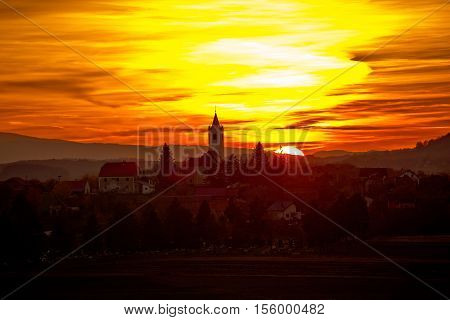 Sveti Petar Orehovec village at sunset Prigorje region of Croatia