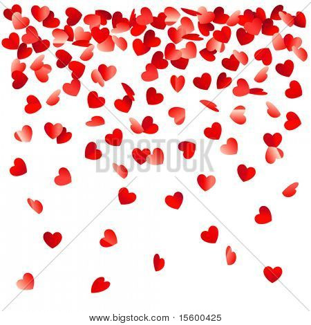 heart shaped confetti falling down