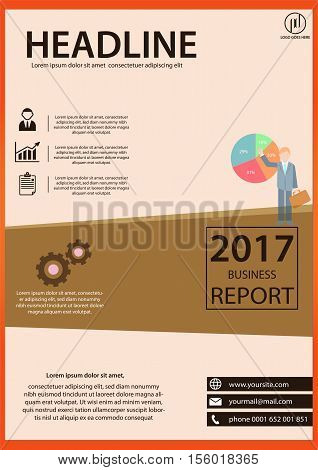 business report brown brochure. This design is suitable for a brochure, banners or poster