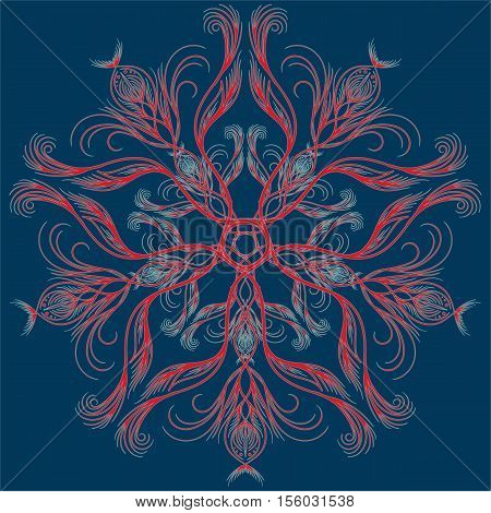Ornamental star round ornament. Ethnic mandala. Vector art