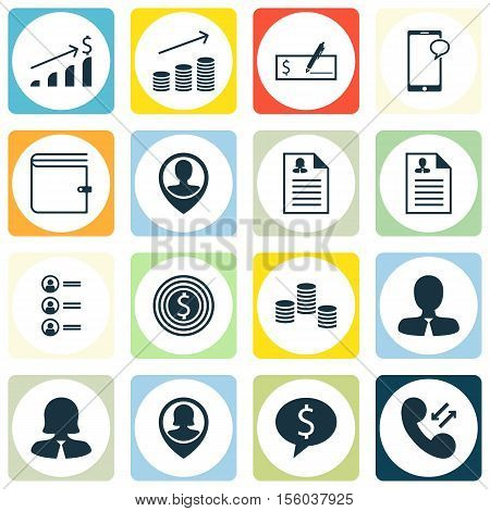 Set Of Human Resources Icons On Manager, Cellular Data And Successful Investment Topics. Editable Ve
