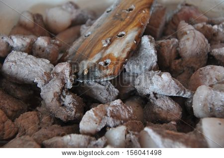 Afelia. Cypriot national dish of marinated and stewed pork in aromatic spices.