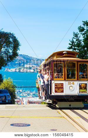 San Francisco Cable Car Alcatraz Hyde Peak Drop V
