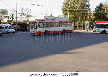 Vilnius Lithuania - October 16 2016: Vilnius is a tourist and cultural center of Lithuania. The area around the train station.