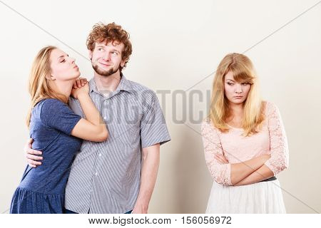 Jelous Woman With Happy Couple