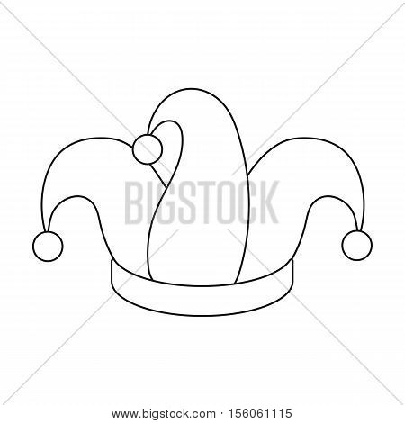 Jester's cap icon in outline style isolated on white background. Hats symbol vector illustration.
