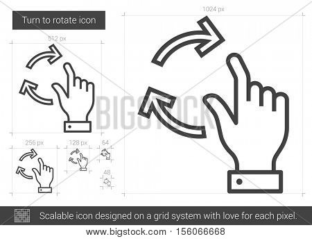 Turn to rotate vector line icon isolated on white background. Turn to rotate line icon for infographic, website or app. Scalable icon designed on a grid system.