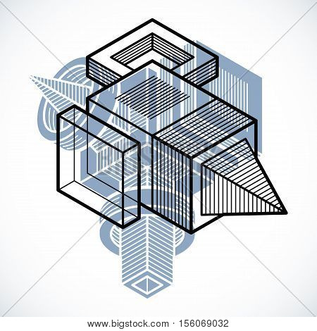 Engineering Abstract Shape, 3D Vector Polygonal Figure.