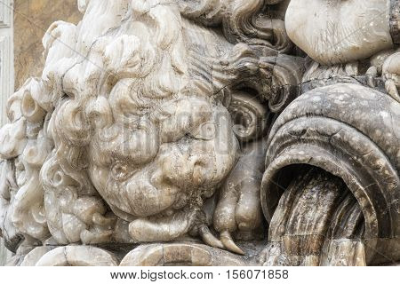 Valencia (Spain) facade of the Palace of Marques de Dos Aguas. A statue