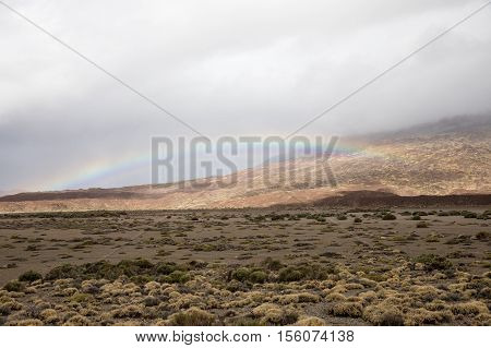 Rainbow on the Ucanca valley in Tenerife, Spain