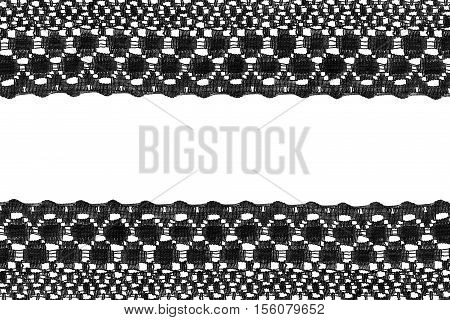 Black lace as a frame on white background
