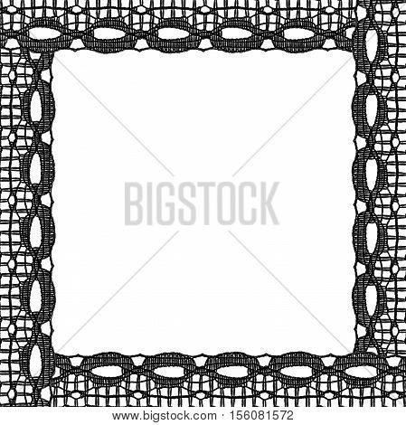 Black lace as a frame on white background