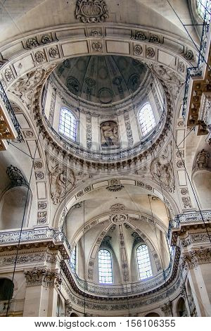 PARIS FRANCE, circa april 2016. Interior of church ofSaint-Paul-Saint-Louis on rue Saint-Antoine in the Marais quarter of Paris