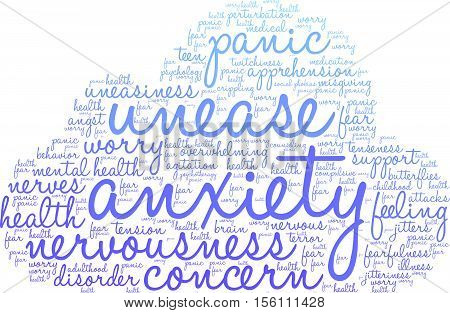 Anxiety word cloud on a white background.