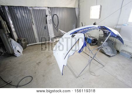 Interior of a body shop