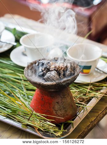 Incense burnt during the traditional Ethiopian coffee ceremony.