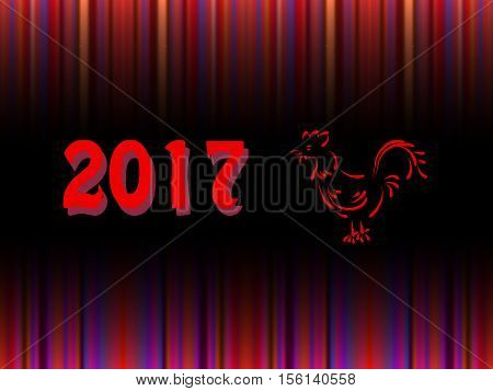 Red and black background with symbol of 2017 new year - fire rooster