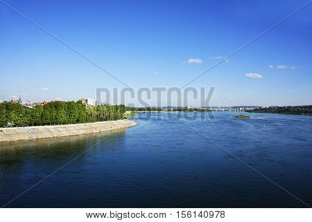 Angara River in Irkutsk, Siberia, Russia