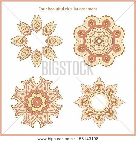 Set of vector logos. The circular pattern. Company logo, mark, emblem, element. Simple geometric logo. Mandala logo. Icons, logos, business, invitations. Vintage. Islam, Arabic Indian ottoman Logotype