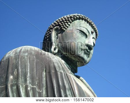 A bronze outdoor Buddhist Temple stature in Kamakura, Kanagawa, Prefecture, Japan