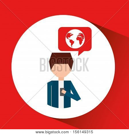 man user samrtphone bubble chat vector illustration eps 10