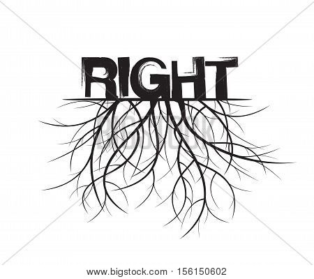Right and Roots. Vector Illustration and graphic design.