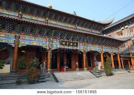 SHENZHEN, CHINA - MARCH 28, 2016: Dapeng Dongshan Temple on March 28, 2016 in Shenzhen, China. It is a landmark religious site in Shenzhen.