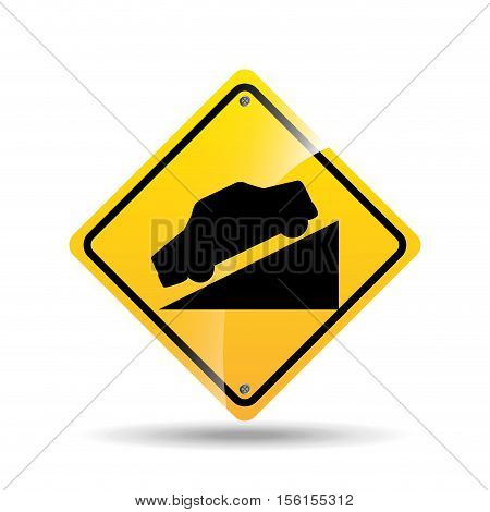 road sign steep decline icon vector illustration eps 10