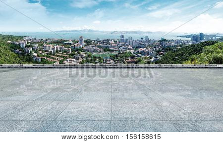 aerial view of xiamen scenery from gulangyu island China