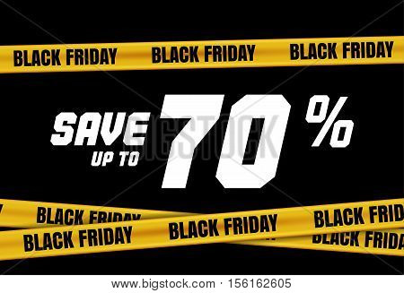 Black Friday Sign With Yellow Stripes, Police Tape. Caution Symbol.