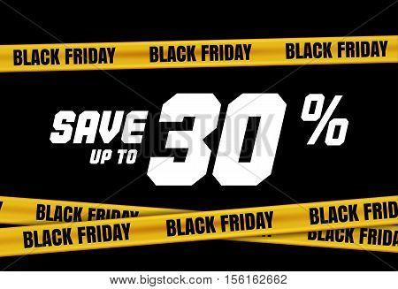 Black Friday Sign With Yellow Stripes, Police Tape. Caution Symbol.