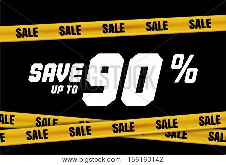 Big Sale Banner With Yellow Tape For Web, Flyer, Shop