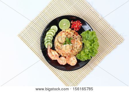 Fried Rice With Shrimp Call Khao Pad Kong In Thai