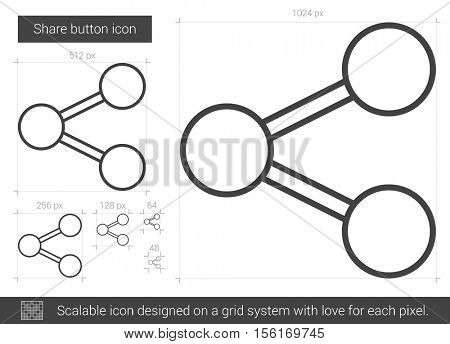Share button vector line icon isolated on white background. Share button line icon for infographic, website or app. Scalable icon designed on a grid system.