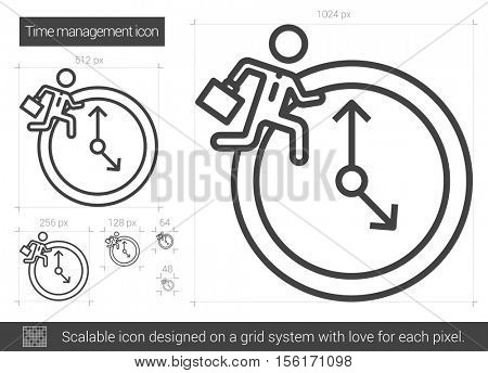 Time managment vector line icon isolated on white background. Time managment line icon for infographic, website or app. Scalable icon designed on a grid system.