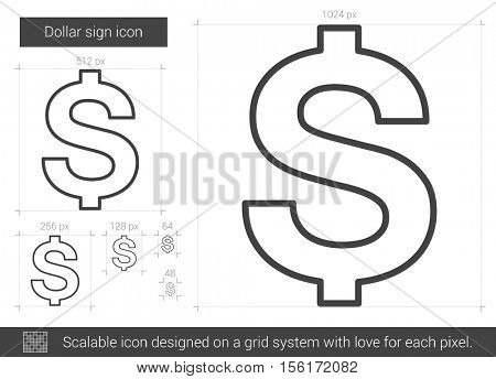 Dollar sign vector line icon isolated on white background. Dollar sign line icon for infographic, website or app. Scalable icon designed on a grid system.