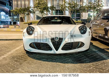 ABU DHABI - NOVEMBER 3 2016: Alfa Romeo 4C Coupe in Abu Dhabi