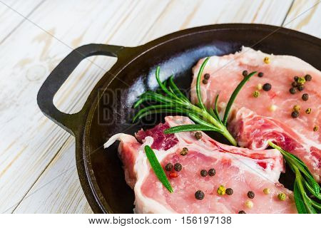 Pan Of Fresh Raw Pork Meat With Pepper