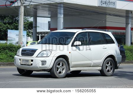 CHIANG MAI THAILAND - OCTOBER 9 2016: Private Suv car Chery Tiggo. Product from china. On road no.1001 8 km from Chiangmai city.