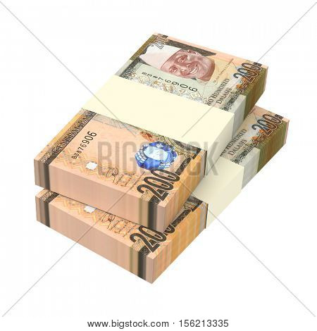 Gambian dalasi bills isolated on white background. 3D illustration.
