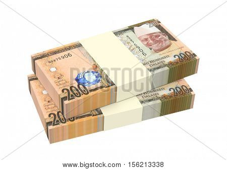 Gambian dalasi bills isolated on white background. 3D illustration.
