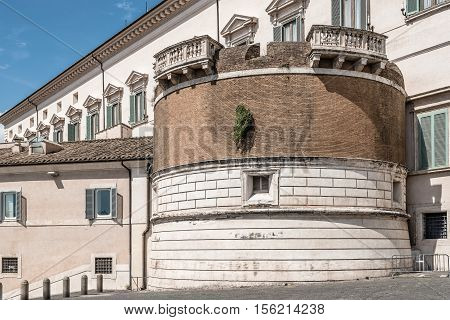 Rome Italy - August 18 2016: The Quirinal Palace. It is a historic building in Rome official residence of the President of the Italian Republic.