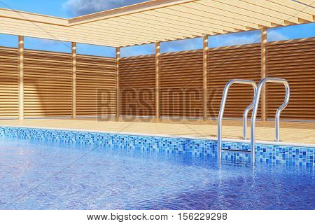 Outdoor swimming pool. Spa relax Illustration 3d render