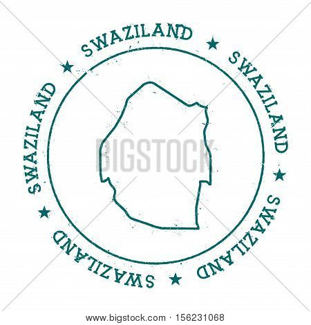 Swaziland Vector Map. Retro Vintage Insignia With Country Map. Distressed Visa Stamp With Swaziland