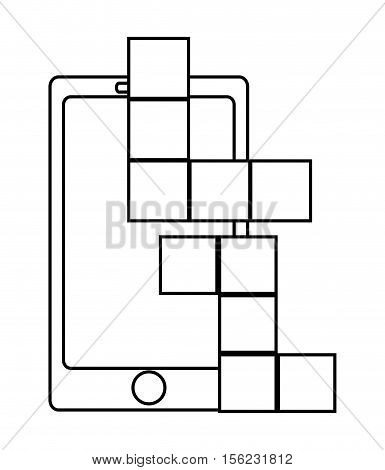 Smartphone and tetrix videogame icon. Game play leisure gaming and controller theme. Isolated design. Vector illustration