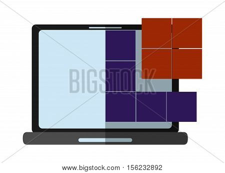Laptop and tetrix videogame icon. Game play leisure gaming and controller theme. Isolated design. Vector illustration