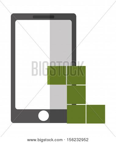 Smartphone and tetrix videogame icon. Game play leisure gaming and controller theme. Isolated design. Vector illustration