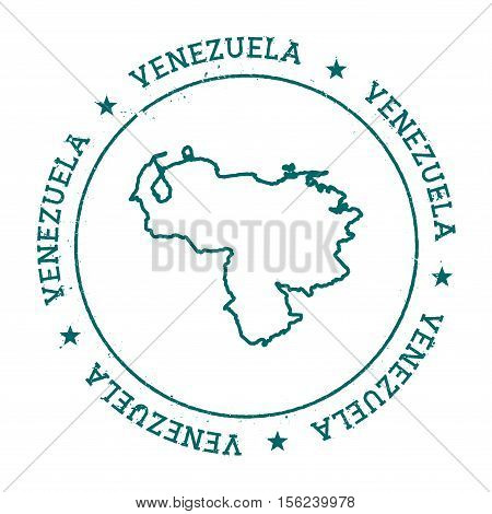 Venezuela, Bolivarian Republic Of Vector Map.. Retro Vintage Insignia With Country Map.. Distressed