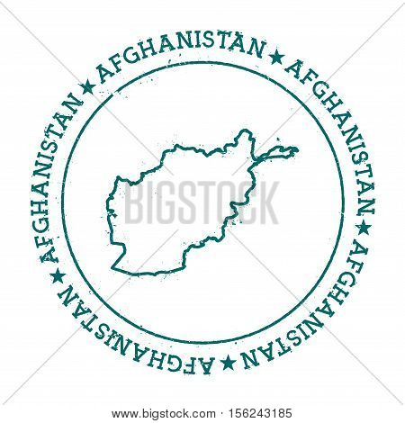 Afghanistan Vector Map. Retro Vintage Insignia With Country Map. Distressed Visa Stamp With Afghanis