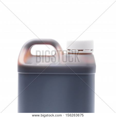 canister with machine oil isolated on white background